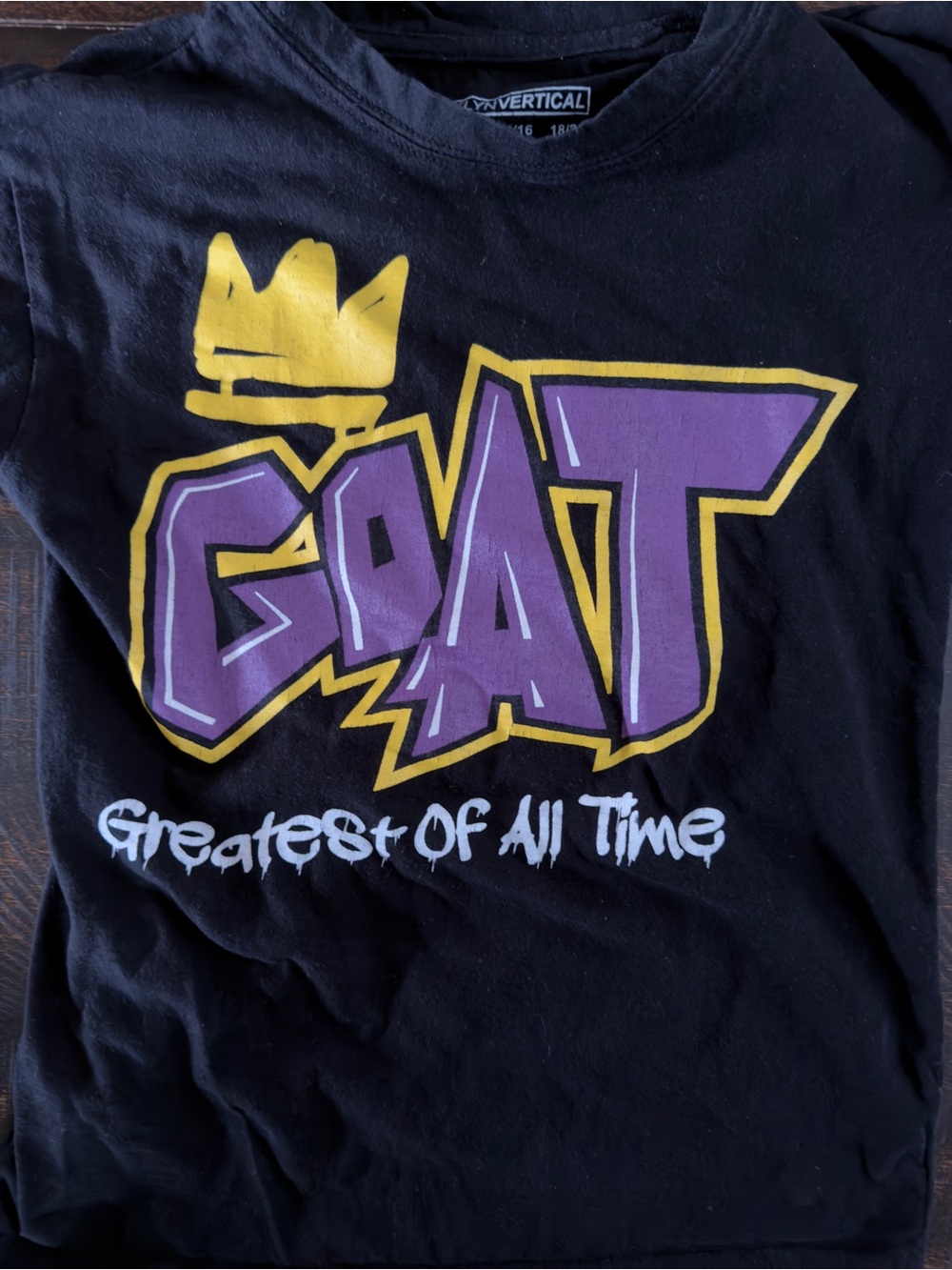 Kids G.O.A.T. Graphic Tee - Black with Purple & Yellow